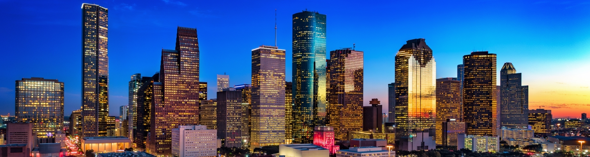 Houston skyline at dusk
